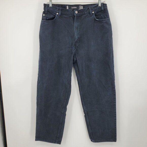 Vintage Levi's Silver Tab Loose Fit Men's Black Wash Denim Jeans Size 36x30 - Picture 1 of 8